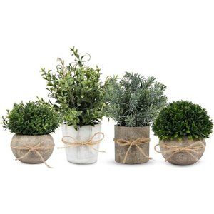 Small Fake Plants 4Pcs Indoor Artificial Potted Home Decor Plants Set, Mini